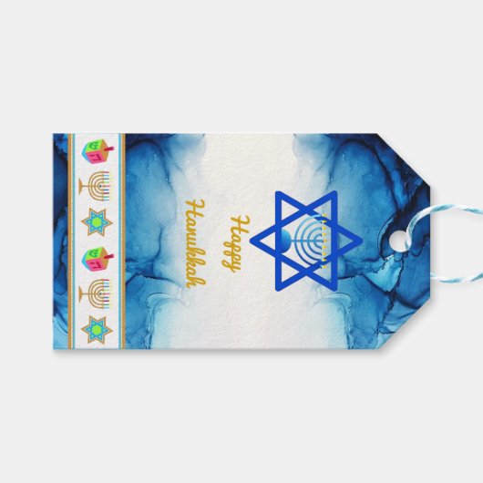 Personaliseer Vakantiegeld HAPPY HANUKKAH Gift Lab Cadeaulabel (Voorkant (Horizontaal))