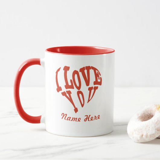 Personaliseer Valentijnse 'I love you Heart' Mok (Met donut)