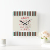 Personaliseer, van Groep, de Gelukkig Dag van de V Vierkante Klok (Huis)