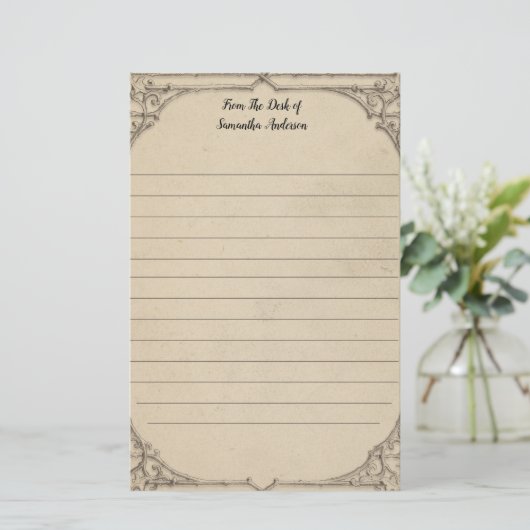 Personaliseer Verhard Antiek Persoonlijk Briefpapier (Staand voorkant)