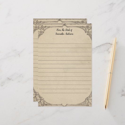 Personaliseer  Verhard Antiek Persoonlijk Briefpapier (Voorkant / Achterkant in situ)