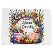 Personaliseer verjaardagsfeestje groot cadeauzakje (Achterkant)