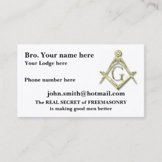 Personaliseer Vierkant en kompassen MASONIC Visitekaartje