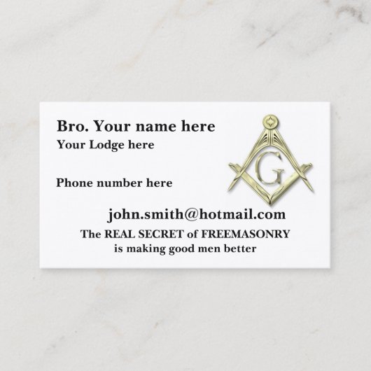 Personaliseer Vierkant en kompassen MASONIC Visitekaartje (Voorkant)