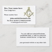 Personaliseer Vierkant en kompassen MASONIC Visitekaartje (Voorkant / Achterkant)