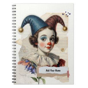 PERSONALISEER Vintage Clown Collage Notitieboek