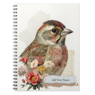 PERSONALISEER Vintage Stijl Vink Vogel Collage Notitieboek