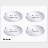 Personaliseer Voeg Uw Tekst Toe Metallic Zilveren  Ovale Sticker (Vel)