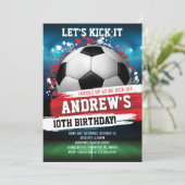 Personaliseer Voetbal Verjaardagsfeest Kaart (Staand voorkant)