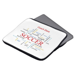 Personaliseer, Voetbalcoach Bedankt in Woorden Laptop Sleeve