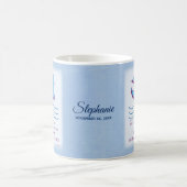 Personaliseer, Volwassendoop Duif op Blauwe Koffiemok (Center)