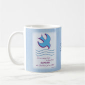 Personaliseer, Volwassendoop Duif op Blauwe Koffiemok (Links)
