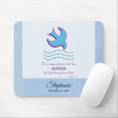 Personaliseer, Volwassendoop Duif op Blauwe Muismat (Met muis)