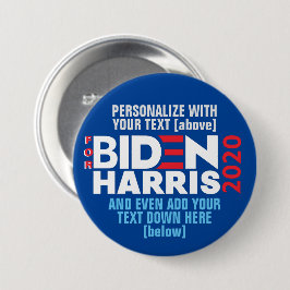 Personaliseer voor Biden/Harris 2020 voeg tekst (p Ronde Button 7,6 Cm