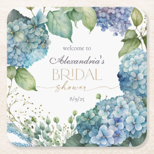 Personaliseer Vrijgezellenfeest Blauwe Hortensia's Kartonnen Onderzetters