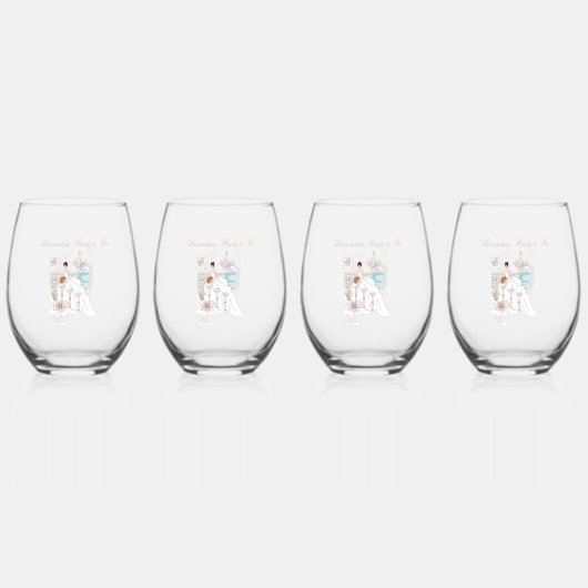 Personaliseer Vrijgezellenfeest Bride to Be Wijnglas Zonder Voet (Voorkant)