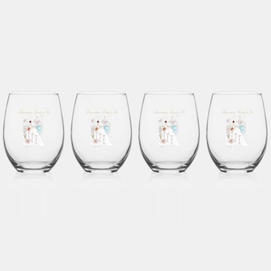 Personaliseer Vrijgezellenfeest Bride to Be Wijnglas Zonder Voet (Achterkant)