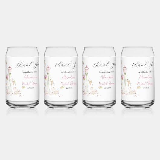 Personaliseer Vrijgezellenfeest jurk Dank u Blikvorm Glas (Achterkant)