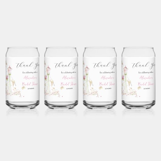 Personaliseer Vrijgezellenfeest jurk Dank u Blikvorm Glas (Voorkant)