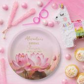Personaliseer Vrijgezellenfeest Roze Lotus Papieren Bordje (Feest)