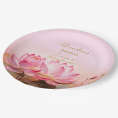 Personaliseer Vrijgezellenfeest Roze Lotus Papieren Bordje (Gekanteld)