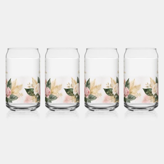 Personaliseer Vrijgezellenfeest Rozen Blikvorm Glas (Rechts)