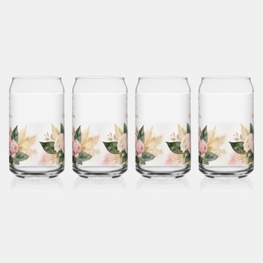 Personaliseer Vrijgezellenfeest Rozen Blikvorm Glas (Links)