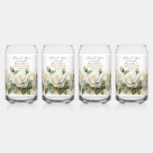 Personaliseer Vrijgezellenfeest White Roses Blikvorm Glas (Achterkant)