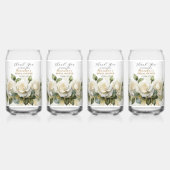 Personaliseer Vrijgezellenfeest White Roses Blikvorm Glas (Voorkant)