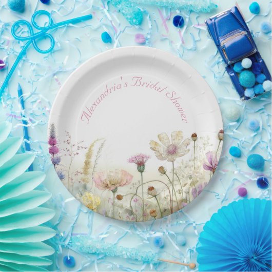 Personaliseer Vrijgezellenfeest Wilde bloemen Papieren Bordje (Feest)