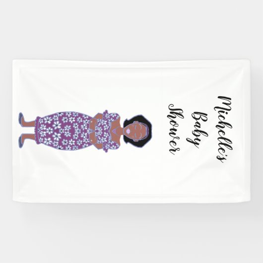 Personaliseer Vrouwelijk Vrouw Michelle's Baby sho Spandoek (Horizontaal)