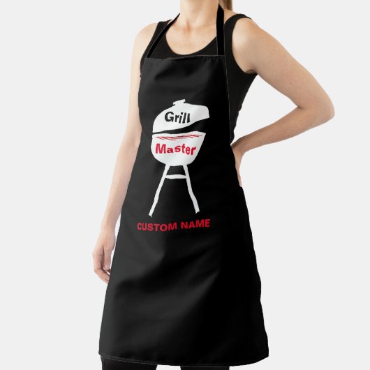 Personaliseer w Naam Custom Black Chef Mannen Vrou Schort (Insitu)