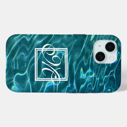 Personaliseer Water Patroon oceaan golven monogram Case-Mate iPhone Case (Achterkant (horizontaal))
