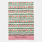 Personaliseer Watermeloen Roze Groen Wit Zwart  Theedoek (Verticaal)