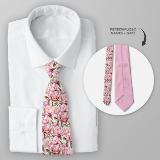 Personaliseer Waterverf Blush Pink Peony Stropdas