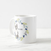 Personaliseer Waterverf Boston Terrier Blue Wreath Koffiemok (Voorkant links)