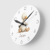 Personaliseer Waterverf eend kinderkamer kinderkam Ronde Klok (Hoek)