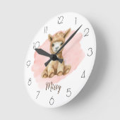 Personaliseer Waterverf Llama Kwekerij Meisjeskame Ronde Klok (Hoek)