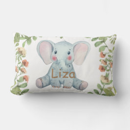 Personaliseer waterverf olifant greenery nursery kussen