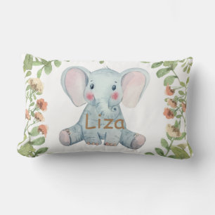 Personaliseer waterverf olifant greenery nursery kussen