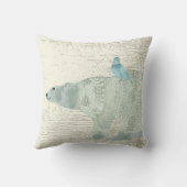 Personaliseer Waterverf Polar Beer Blue Bird Banne Kussen (Achterkant)