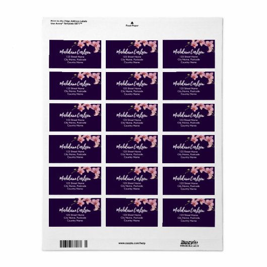 Personaliseer Waterverf Roze Moth Orchids Etiket (Full Sheet)