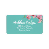 Personaliseer Waterverf Roze Moth Orchids Etiket (Voorkant)