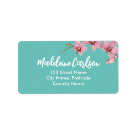 Personaliseer Waterverf Roze Moth Orchids Etiket