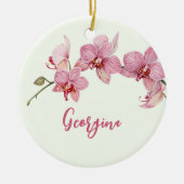 Personaliseer Waterverf Roze Moth Orchids Flower Keramisch Ornament (Voorkant)