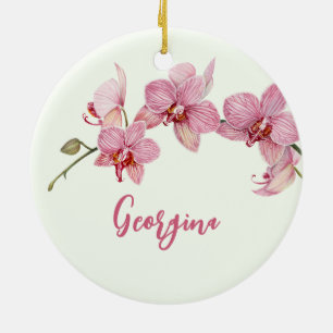 Personaliseer Waterverf Roze Moth Orchids Flower Keramisch Ornament