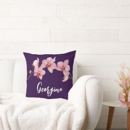 Personaliseer Waterverf Roze Moth Orchids Flower Kussen