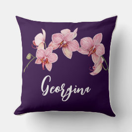 Personaliseer Waterverf Roze Moth Orchids Flower Kussen