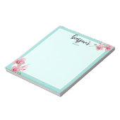 Personaliseer Waterverf Roze Moth Orchids Flower Notitieblok (Linkerzijde)