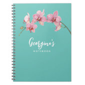 Personaliseer Waterverf Roze Moth Orchids Flower Notitieboek (Voorkant)
